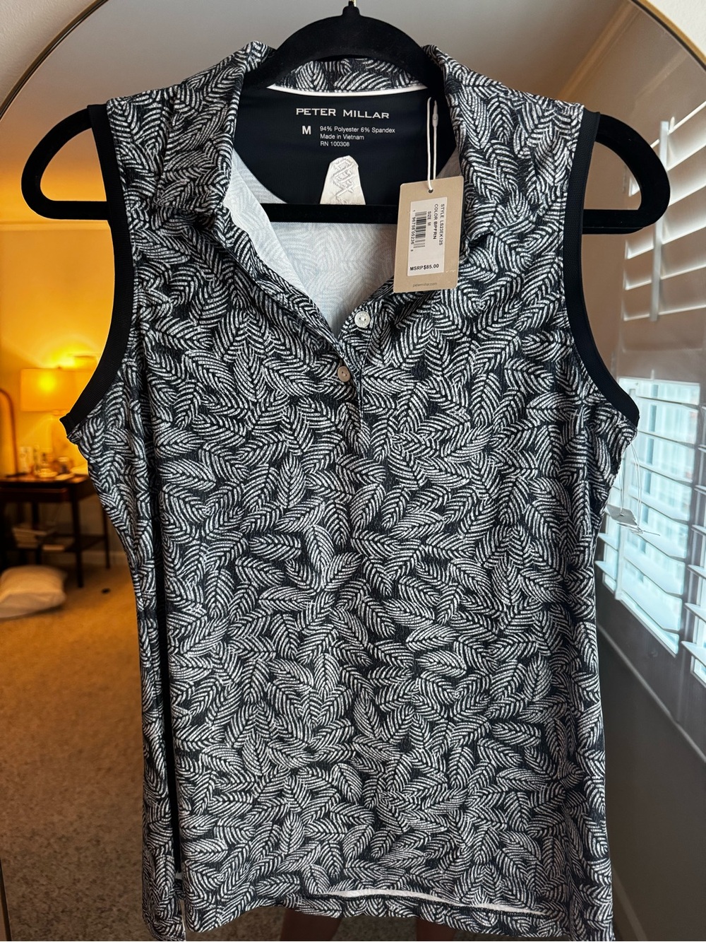 Peter Millar Women's Black & White Sleeveless Polo Top